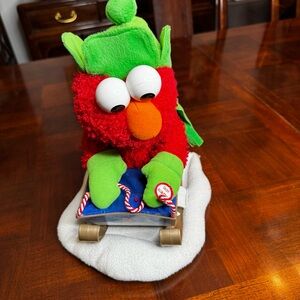Rare Kurt Adler Sleigh Ride Elmo Holiday Singing Plush Toy 2010 Sesame Street